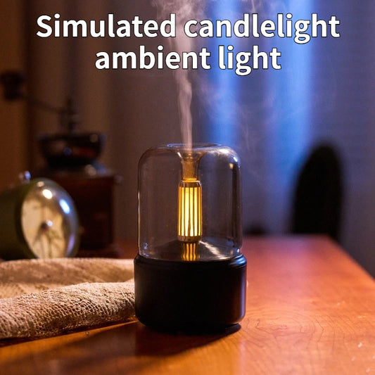 New Candlelight Aromatherapy Humidifier - Compact Desktop Spray with Essential Oil Atomization for Home & Office Use