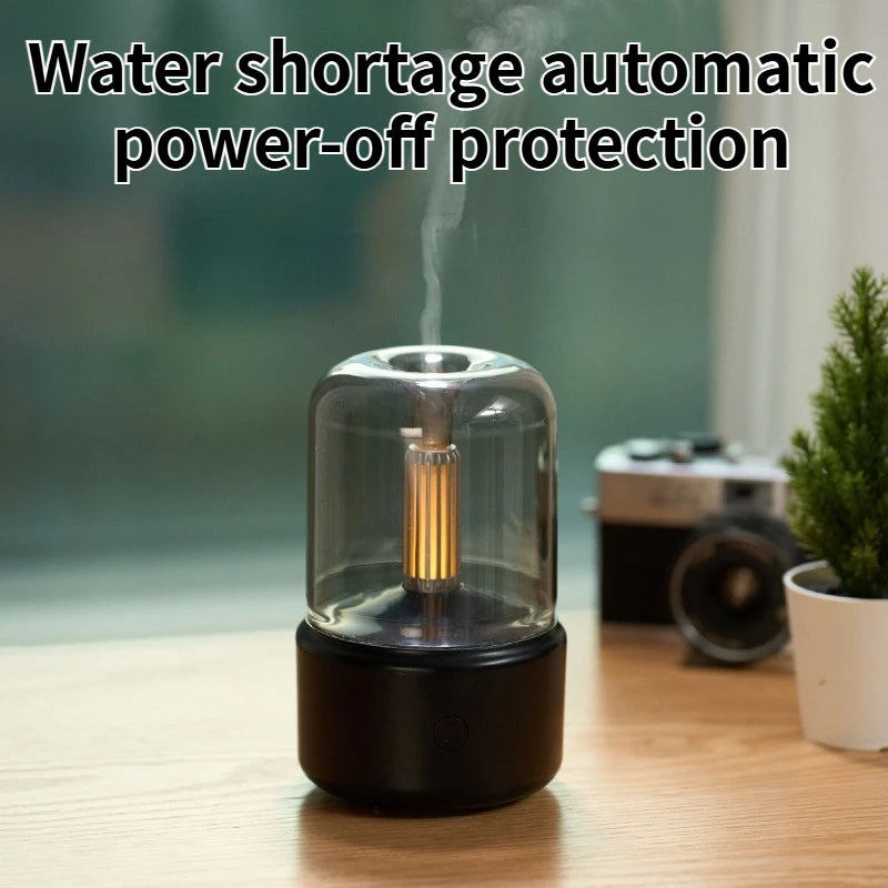 New Candlelight Aromatherapy Humidifier - Compact Desktop Spray with Essential Oil Atomization for Home & Office Use