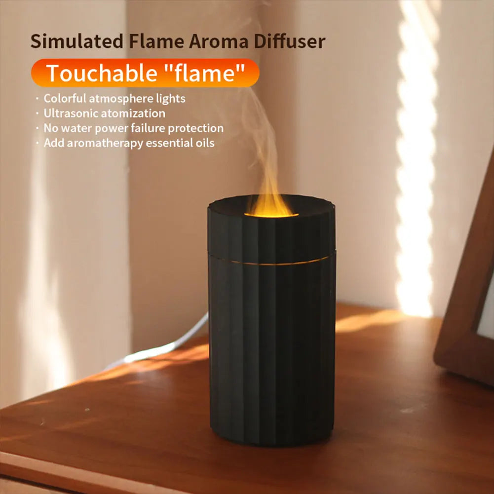 Colorful Flame Aroma Diffuser Air Humidifier for Car USB Ultrasonic Aromatherapy Essential Oil Diffuser with LED Light for Home