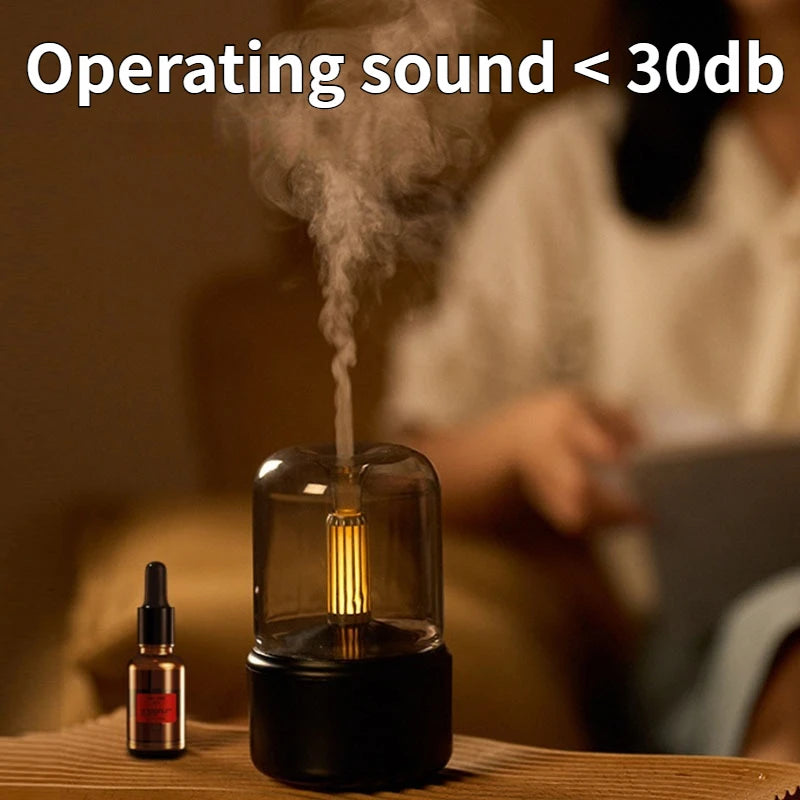 New Candlelight Aromatherapy Humidifier - Compact Desktop Spray with Essential Oil Atomization for Home & Office Use