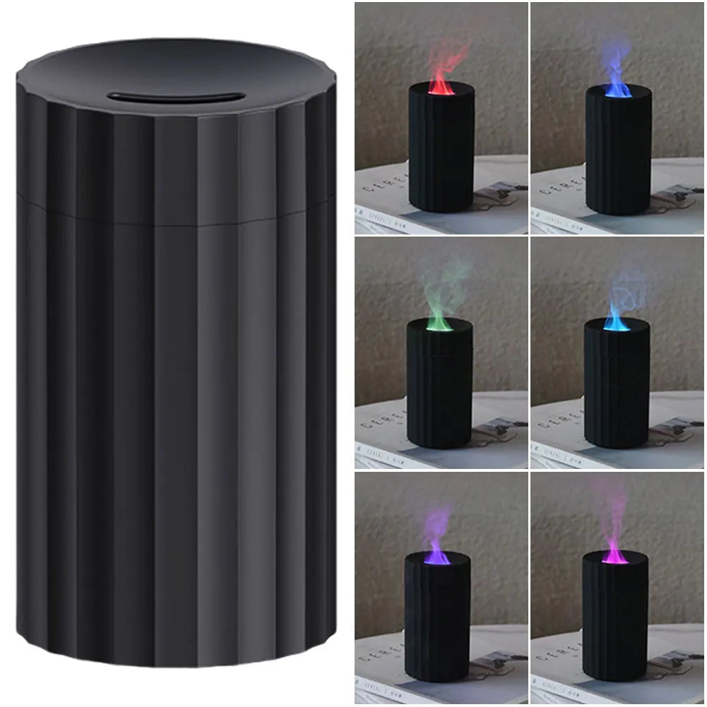 Colorful Flame Aroma Diffuser Air Humidifier for Car USB Ultrasonic Aromatherapy Essential Oil Diffuser with LED Light for Home