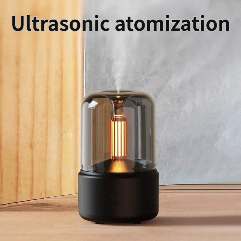 New Candlelight Aromatherapy Humidifier - Compact Desktop Spray with Essential Oil Atomization for Home & Office Use