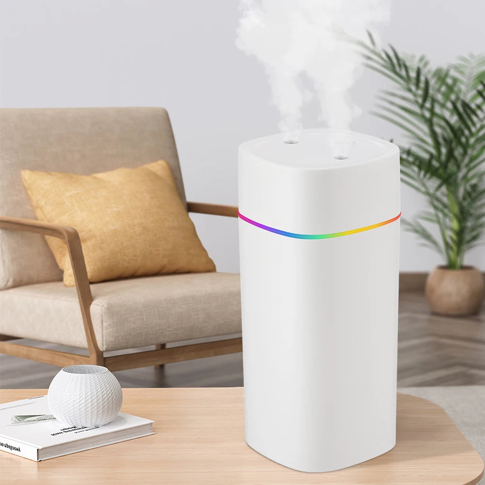 USB Cool Mist Sprayer Portable 600ml Electric Air Humidifier Aroma Oil Diffuser with Colorful Night Light for Home Car
