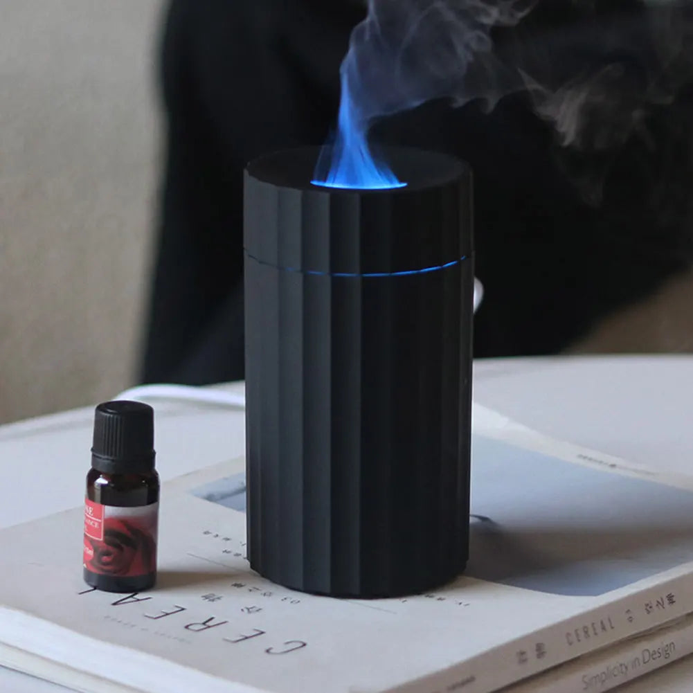 Colorful Flame Aroma Diffuser Air Humidifier for Car USB Ultrasonic Aromatherapy Essential Oil Diffuser with LED Light for Home