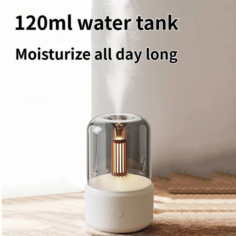 New Candlelight Aromatherapy Humidifier - Compact Desktop Spray with Essential Oil Atomization for Home & Office Use