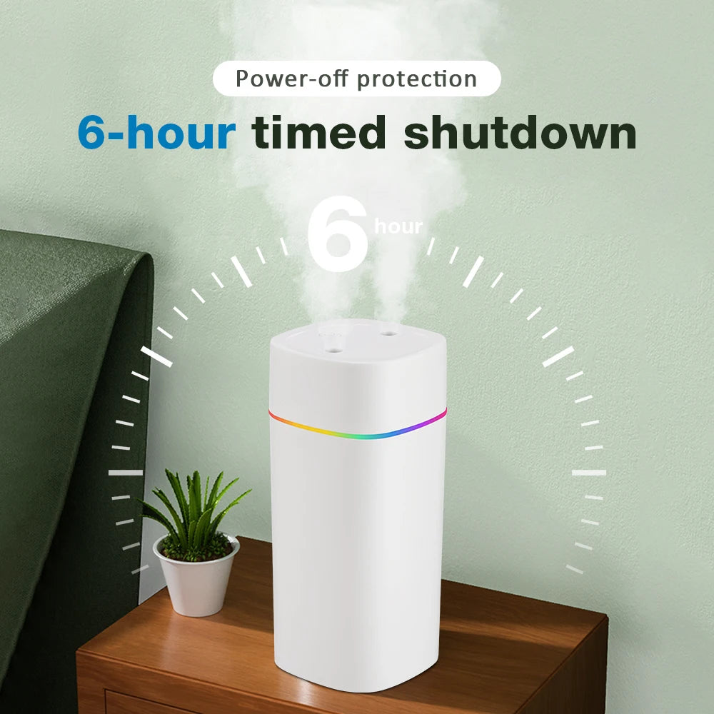 USB Cool Mist Sprayer Portable 600ml Electric Air Humidifier Aroma Oil Diffuser with Colorful Night Light for Home Car